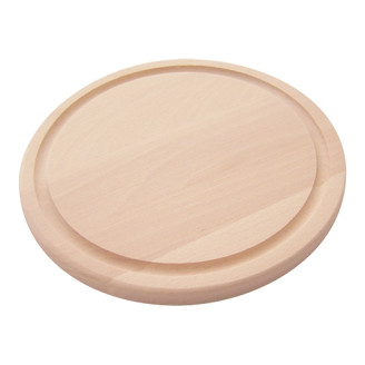 EMGA Snijplank beukenhout rond met geul - 25 cm