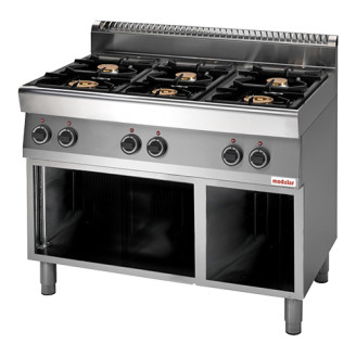Modular propaan 6-pits kooktafel - open onderstel