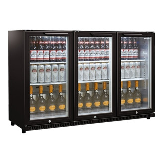 Husky bardisplay glasdeuren - 350 liter, zwart