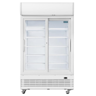 Polar  G-serie tweedeurs displaykoeling met lichtbak 950L schuifdeuren