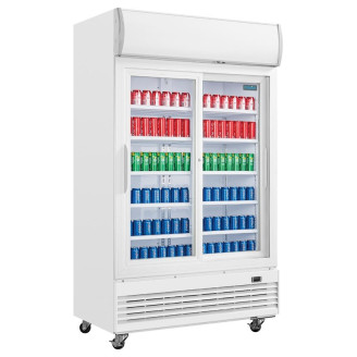 Polar  G-serie tweedeurs displaykoeling met lichtbak 950L schuifdeuren