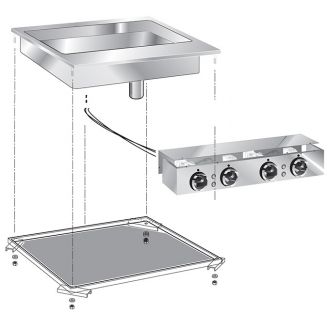 Gastro-inox roeder drop-in multifunctionele braadpan 60cm met aansluitblok