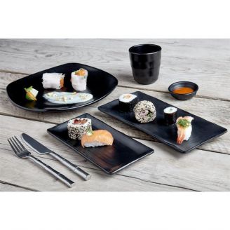 Kristallon Fusion rechthoekige melamine schalen zwart 10,2cm