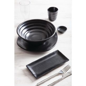 Kristallon Fusion rechthoekige melamine schalen zwart 10,2cm