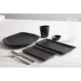 Kristallon Fusion rechthoekige melamine schalen zwart 10,2cm