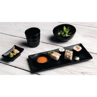 Kristallon Fusion rechthoekige melamine schalen zwart 10,2cm