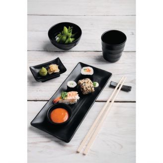 Kristallon Fusion rechthoekige melamine schalen zwart 10,2cm