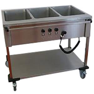 Mobile Containing bain-marie wagen, 3 x 1/1 GN - bediening lange zijde