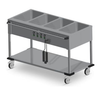 Mobile Containing bain-marie wagen, 4 x 1/1 GN - bediening lange zijde