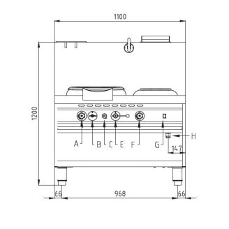 Nayati woktafel - NGKB 11-90, 1 wokbrander - Turbo