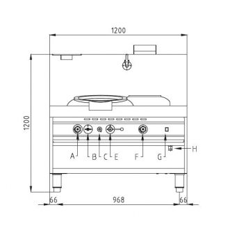 Nayati woktafel - NGKB 12-125, 1 wokbrander Turbo wok