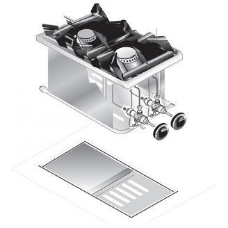 Gastro-inox roeder drop-in propaan kooktoestel 2 branders 40cm 9kw