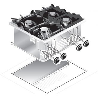 Gastro-inox roeder drop-in propaan kooktoestel 4 branders 60cm 18kw