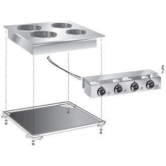 Roeder 4-plaats elektrische kooktafel - inbouw model PCE60DB