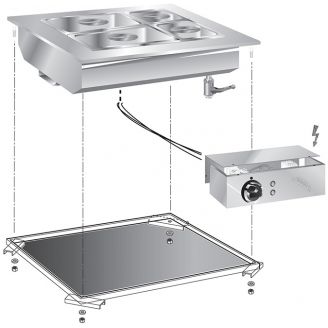 Gastro-inox roeder drop-in bain-marie 60cm met aansluitblok