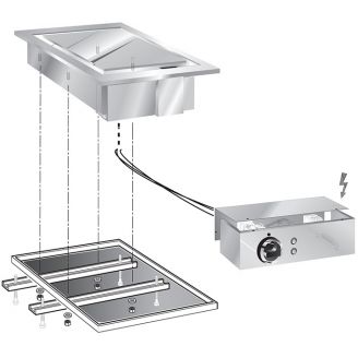 Gastro-inox roeder drop-in bakplaat 40 cm chroom glad met aansluitblok