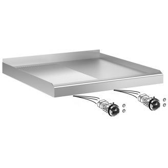 Gastro-inox roeder drop-in elektrische bakplaat 60cm 1/2 glad 1/2 geribbeld