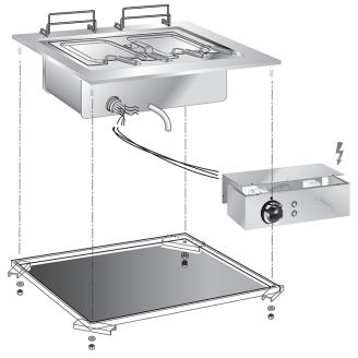 Gastro-inox roeder drop-in pastakoker 60cm met aansluitblok