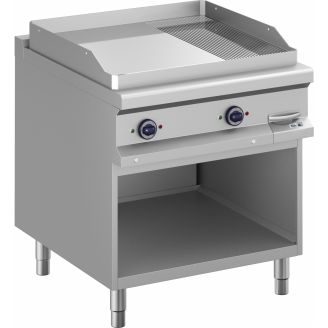 Roeder elek. bakplaat BK9FTBE98ALRC, chroom,  2/3 glad, 1/3 geribbeld
