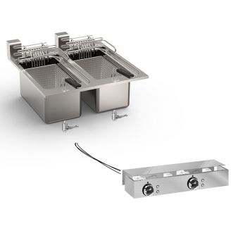 Gastro-inox roeder drop-in elektrische friteuse 10+10l 60cm 15kw met aansluitblok