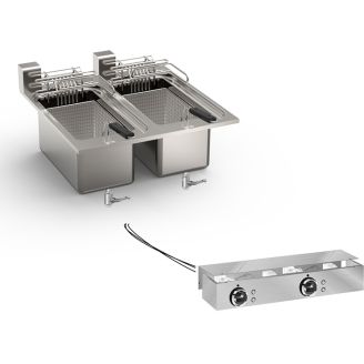 Gastro-inox roeder drop-in elektrische friteuse 10+10l 60cm 18kw met aansluitblok