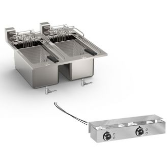 Gastro-inox roeder drop-in elektrische friteuse 10+10l 60cm 12kw met aansluitblok