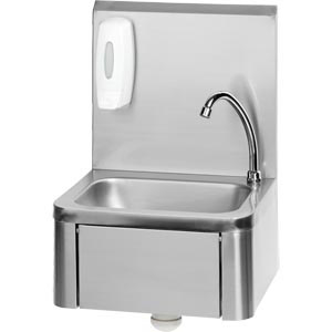 Saro RVS handenwasbak, inclusief kraan, zeepdispenser, kniebediening