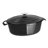 Vogue ovale braadpan zwart, 5ltr, 11cm(h)x24,3cm(b)x29,5cm(d)